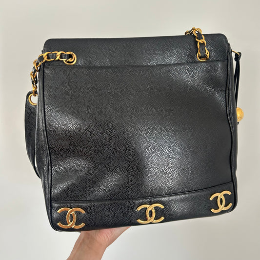 (1994) CHANEL Caviar Leather bag Triple coco CC