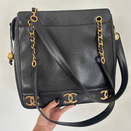 (1994) CHANEL Caviar Leather bag Triple coco CC